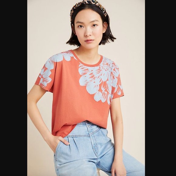 Anthropologie Tops - Anthropologie Barbra Sweatshirt Tee Medium Bold Floral Graphic Loose Dolman Cap